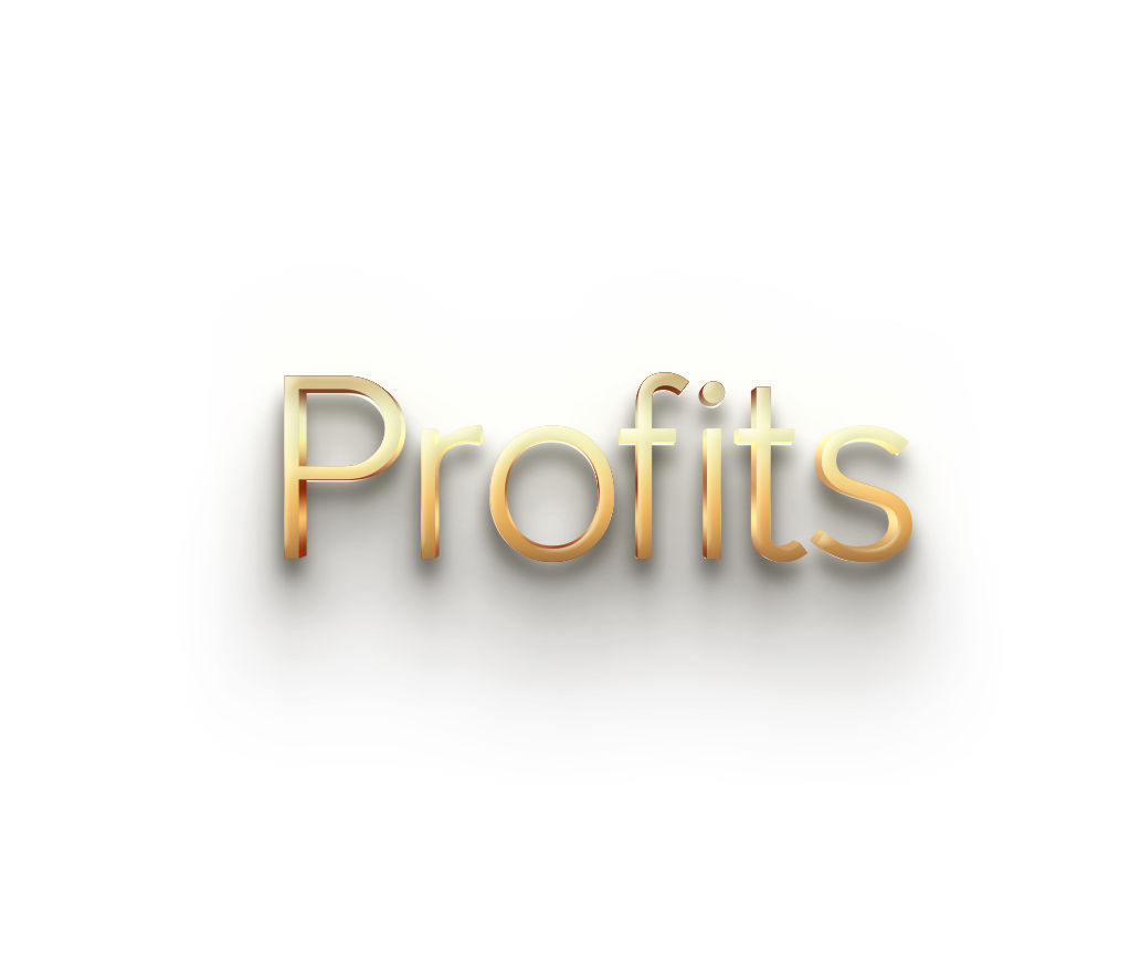 WORD PROFITS gold 3D text effects art typography PNG images free